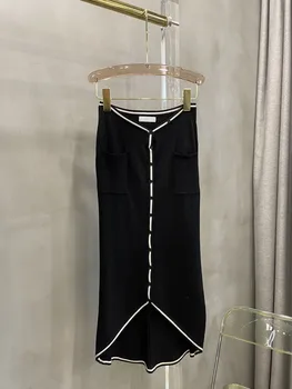 Трикотажная юбка средней длины с низкой талией для летней моды