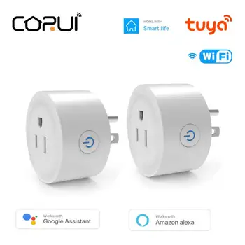 CORUI Tuya US Smart Plug WiFi 10A Функция синхронизации Smart Life Розетка с дистанционным управлением Совместима с Alexa Google Home