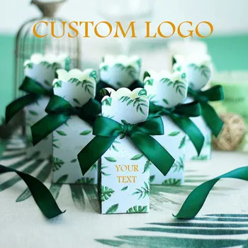 Персонализированный Индивидуальный логотип Свадебный подарок Упаковка коробки конфет Пальмовые листья Украшение праздника Ид Мубарак Подарки для Душа ребенка для гостей