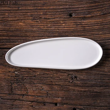 Тарелка с длинными листьями Гостиничная Бытовая Белая Керамическая посуда Ресторан Nordic Креативная тарелка для стейков Декоративная Десертная тарелка