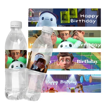 6шт Disney Ron's Gone Wrong Обертывания для бутылок с водой, Этикетки, наклейки, Детский День рождения, Детский Душ, Украшения для вечеринок, Подарки, Игрушки