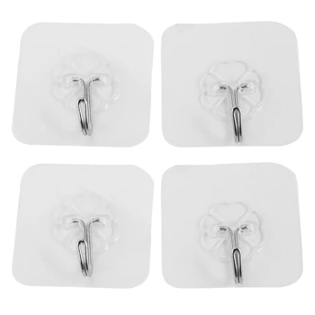 4-Кратные Прочные прозрачные присоски, Настенные Крючки, Вешалка для кухни Ванной комнаты Дома