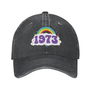 Крутая хлопковая бейсболка 1973 года выпуска Rainbow Birthday Для мужчин и женщин, Персонализированная Регулируемая Мужская Шляпа для папы на открытом воздухе
