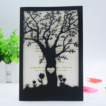 пригласительные открытки 10шт, Свадебное дерево, вырезанное лазером, индивидуальный дизайн INC24 с внутренней бумагой и конвертом