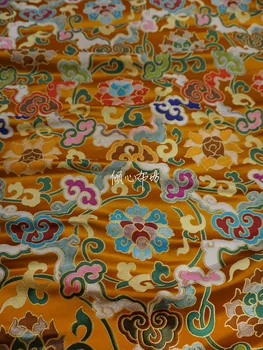Китайская классика Парча жаккард Сатин золотая шелковая ткань Satin de soie Satén шелк hanfu cloth DIY patchworkbag