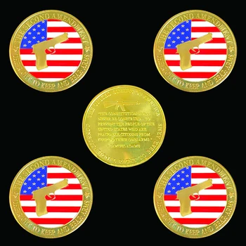 5 шт. Золотых монет США, Право хранить и носить оружие, Предметы коллекционирования, Подарки