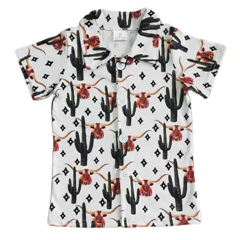 2023 Летние рубашки в стиле Вестерн с черепом коровы и кактусом в большом количестве с коротким рукавом по доступным ценам в 2023 году