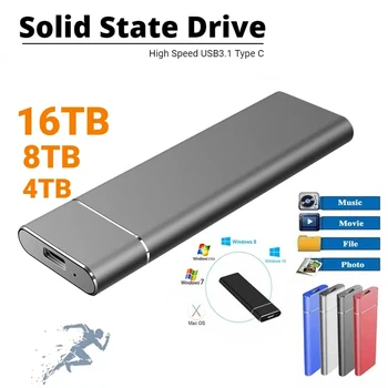 Высокоскоростной портативный SSD-накопитель 2 ТБ Внешний твердотельный жесткий диск 8 ТБ Интерфейс USB 3.1 Мобильный жесткий диск большой емкости для портативных ПК